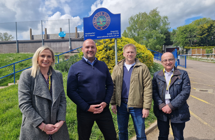 Grant, Tony, Tom and Liz Outside Oaklands School