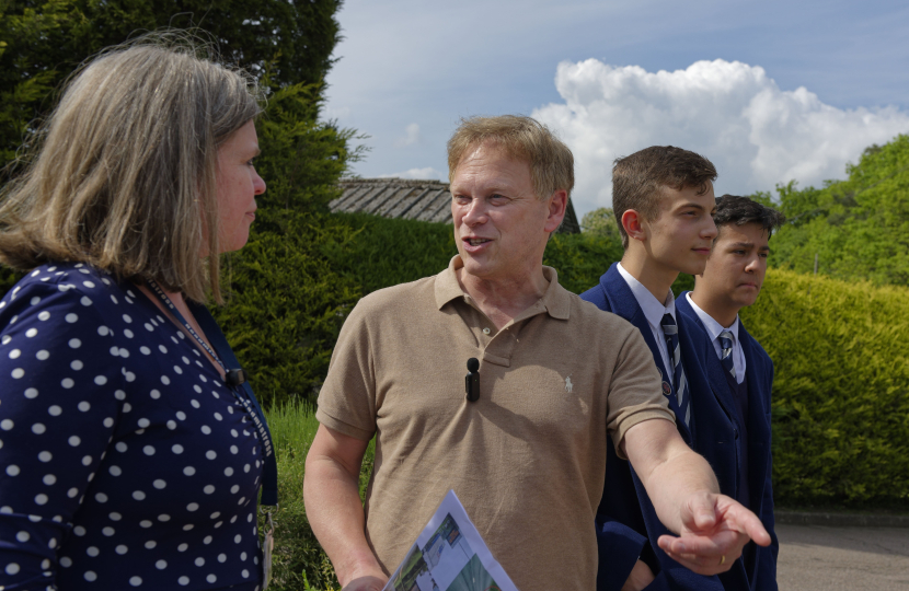 Grant, Mrs Coe and pupils