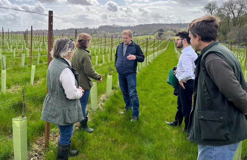 Grant chatting to the Buisman family at the vineyard