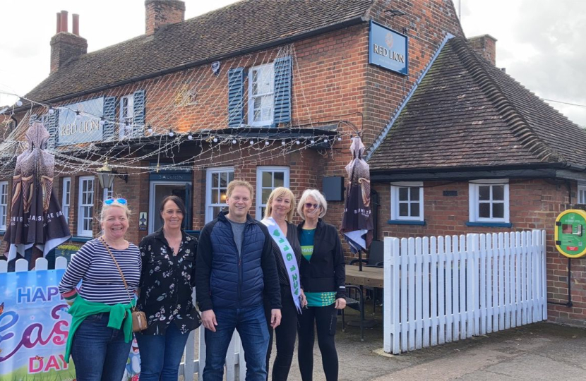 Grant and Jan outside the Red Lion Pub