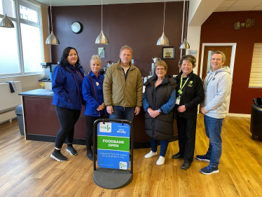 Picture of Grant with members of the team at Hatfield Food Bank